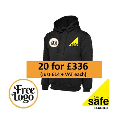 20 for £336 Gas Safe FREE LOGO Hoodies