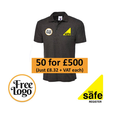 50 for £500 Gas Safe FREE LOGO Polo Shirts