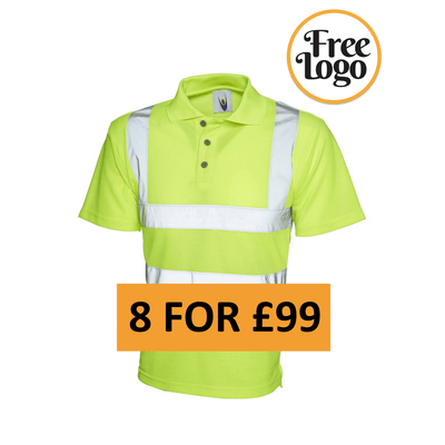 8 for £99 x Hi Vis Polo Shirt Bundle FREE LOGO