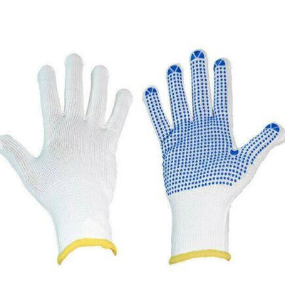 PVC Polka Dotted Gloves - White/Blue