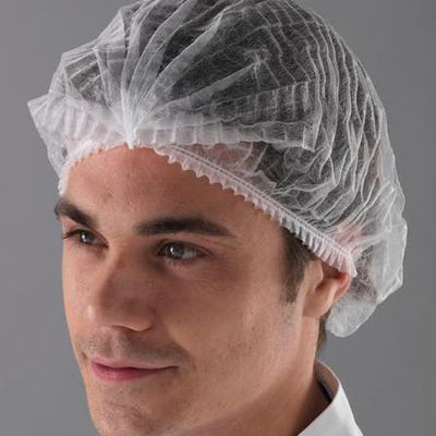 Disposable Double Elasticated Mob Caps Hair Nets White / Blue