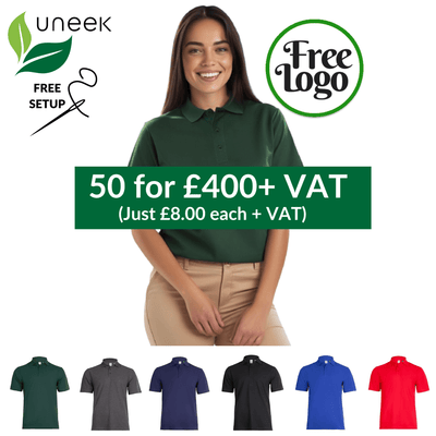 50 For £400 Uneek Eco Polo Shirt Bundle Deal