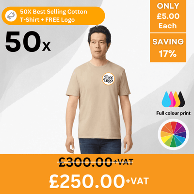 50x Printed Gildan SoftStyle T-Shirts