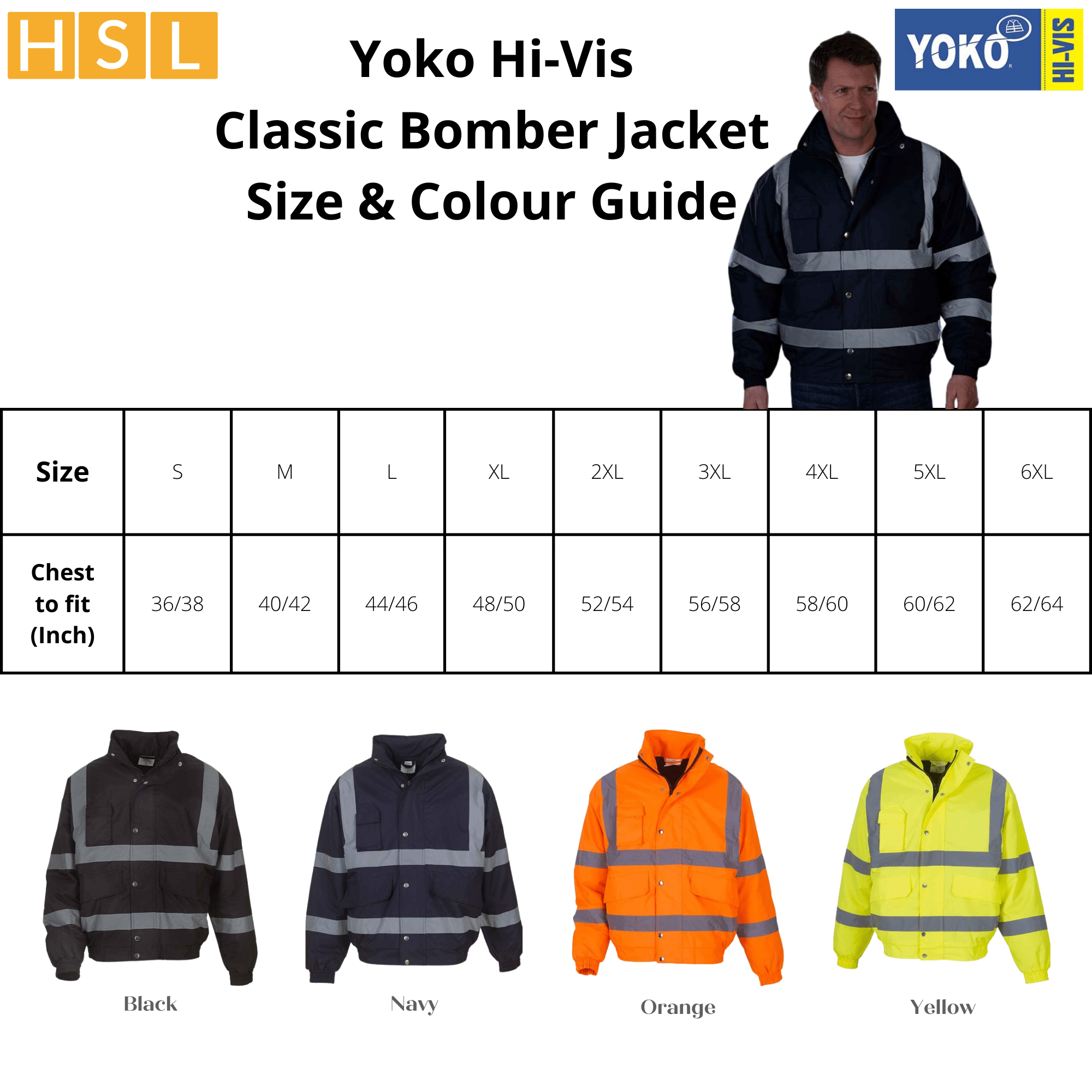 20 for £560 Yoko Hi-Vis Classic Bomber Jacket Bundle Deal - HSL Direct ...