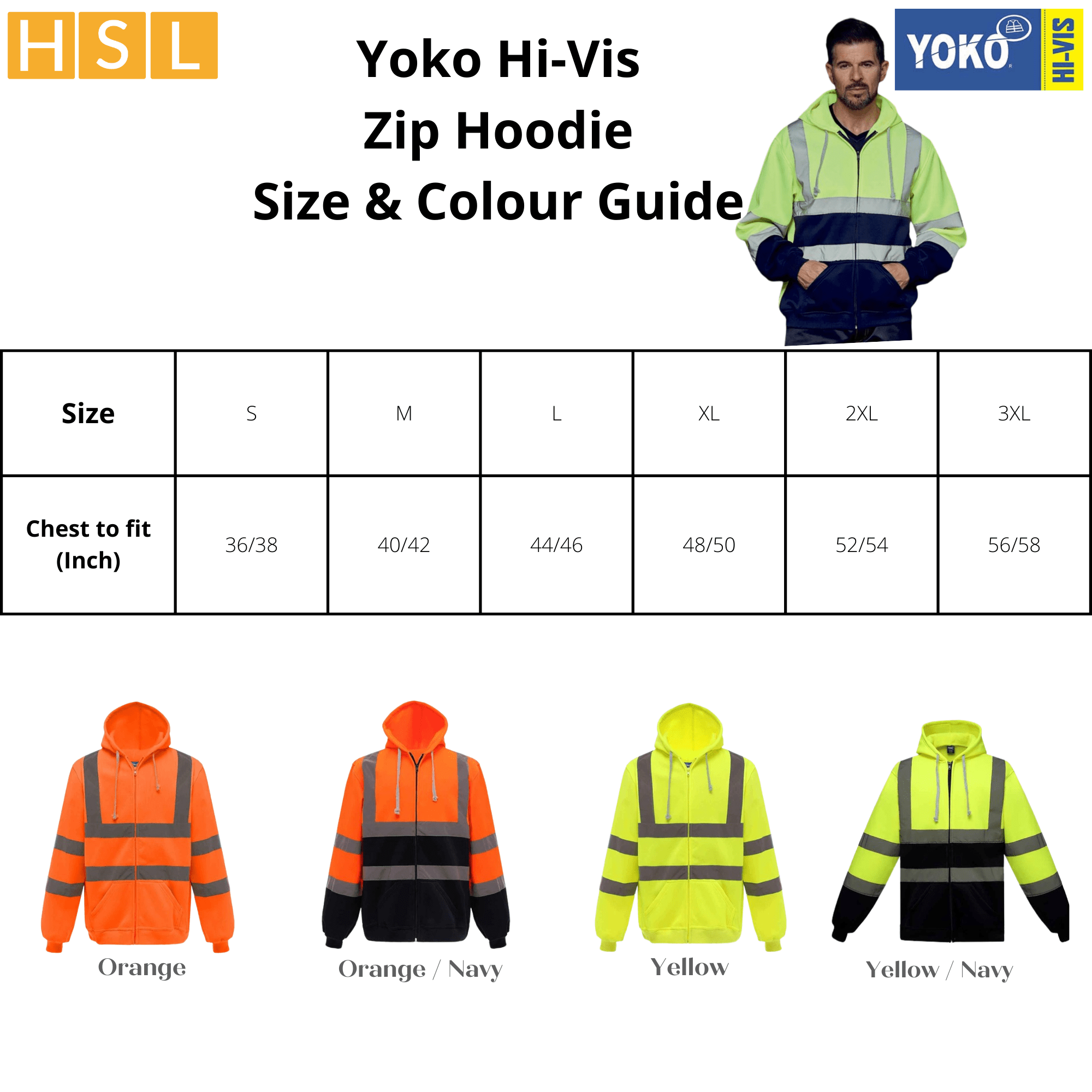 25 For £550 Yoko Hi-Vis Zip Hoodie Bundle Deal - HSL Direct - Workwear ...