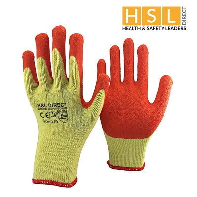 Palm Coated Latex Gripper Gloves - Yellow/Orange