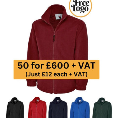 50 for £600 Classic Full Zip Fleece Jacket Bundle Deal