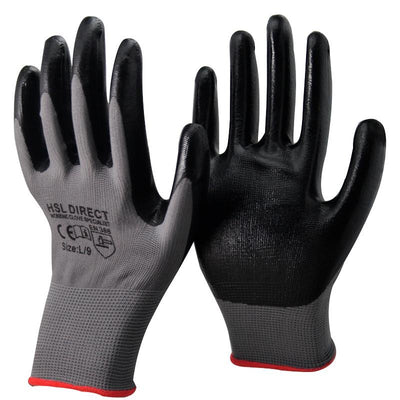 Premium Nitrile Coated Gloves - Black/Grey