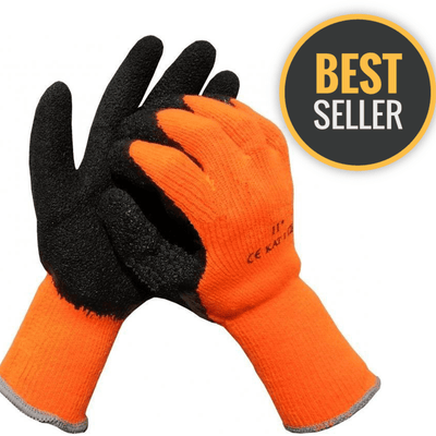 Thermal Latex Gripper Gloves - Orange/Black