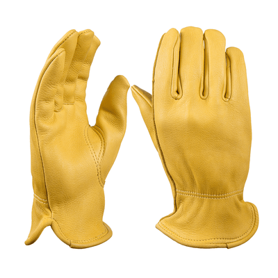 Premium Leather Work Gloves - Yellow